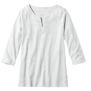 LL Bean Pima Cotton Tee, Splitneck 3/4 sleeve